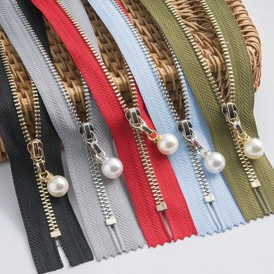 Kuningan Metal Zipper Dengan Pearl Slider #5 Open-End Untuk Pakaian