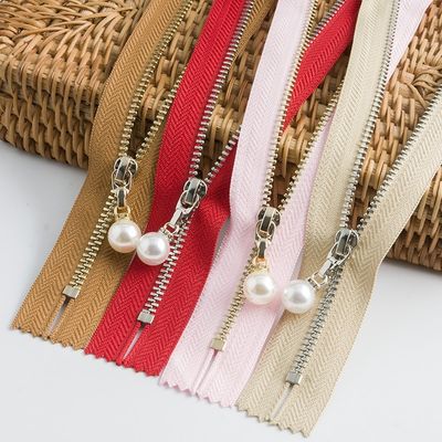 Kuningan Metal Zipper Dengan Pearl Slider #5 Open-End Untuk Pakaian