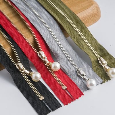 Kuningan Metal Zipper Dengan Pearl Slider #5 Open-End Untuk Pakaian