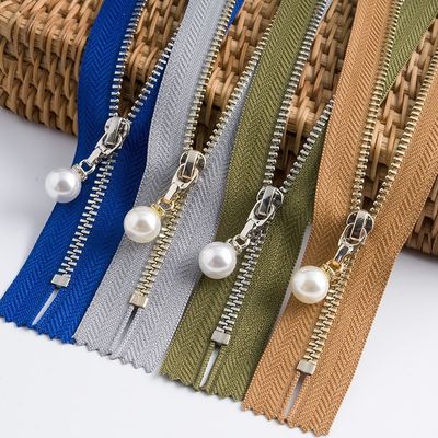 Kuningan Metal Zipper Dengan Pearl Slider #5 Open-End Untuk Pakaian