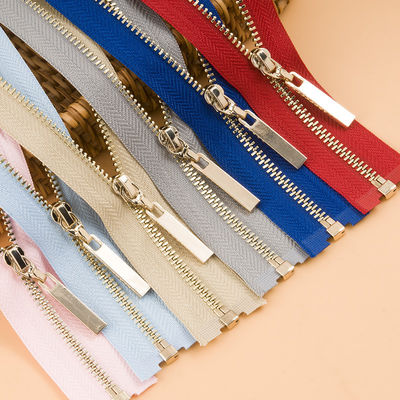 Metal tahan lama Zipper Emas Gigi Seng Alloy Open Type Pakaian Aksesoris