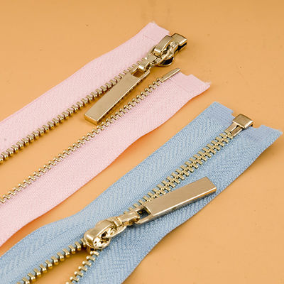 Metal tahan lama Zipper Emas Gigi Seng Alloy Open Type Pakaian Aksesoris