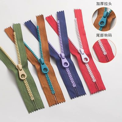 Eeth berjalan dengan lancar Jeans Clashing Resin Zipper Mode Slider