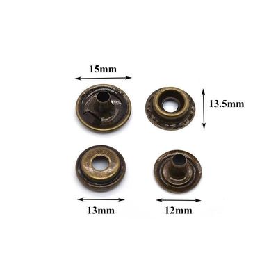 Zinc Alloy Brass Metal Press Stud Button Prong Snap Fastener Button Untuk Pakaian