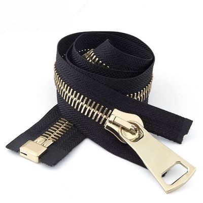 3#5#8#10#15#Zipper logam gaya Eropa gigi halus gigi Swiss berkilau emas zipper perak hitam nikel Self mengunci menarik Metal zipper