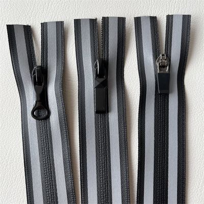 TPU/PU Water-Resistant Zipper, Waterproof Zippers dengan Reflective Strip di 2 Sisi untuk outdoor, jaket, pakaian