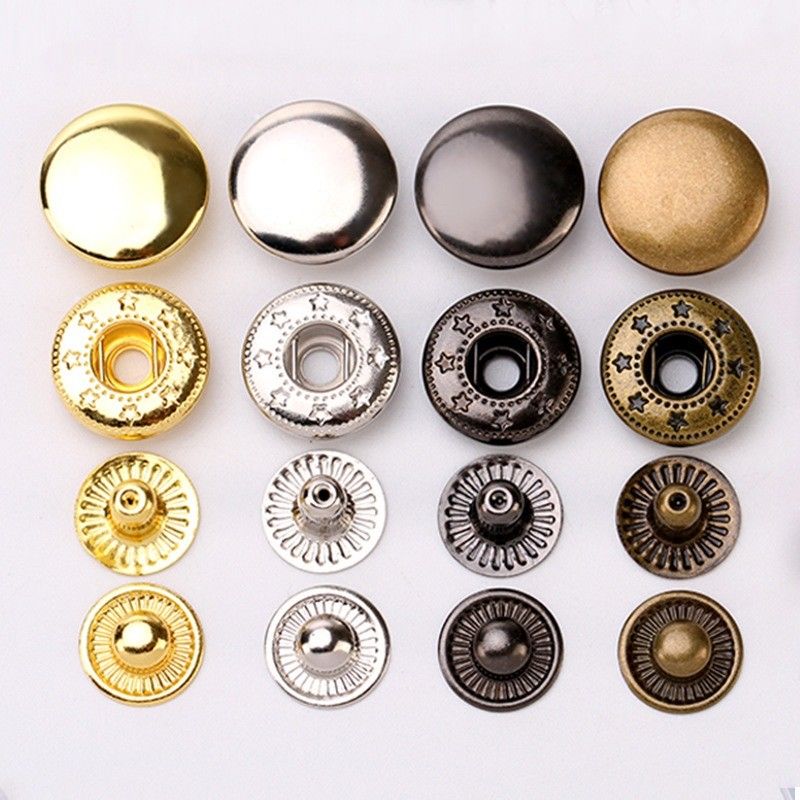 Zinc Alloy Brass Metal Press Stud Button Prong Snap Fastener Button Untuk Pakaian