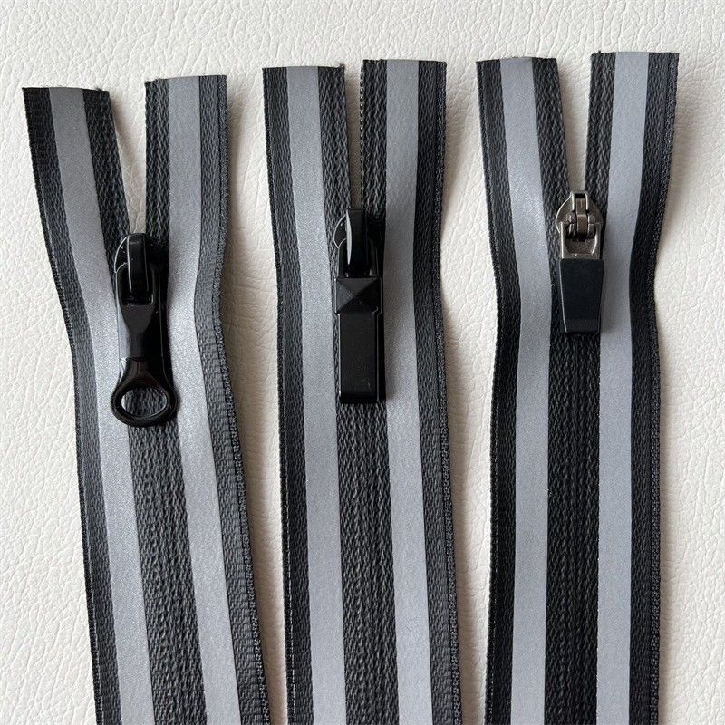 TPU/PU Water-Resistant Zipper, Waterproof Zippers dengan Reflective Strip di 2 Sisi untuk outdoor, jaket, pakaian